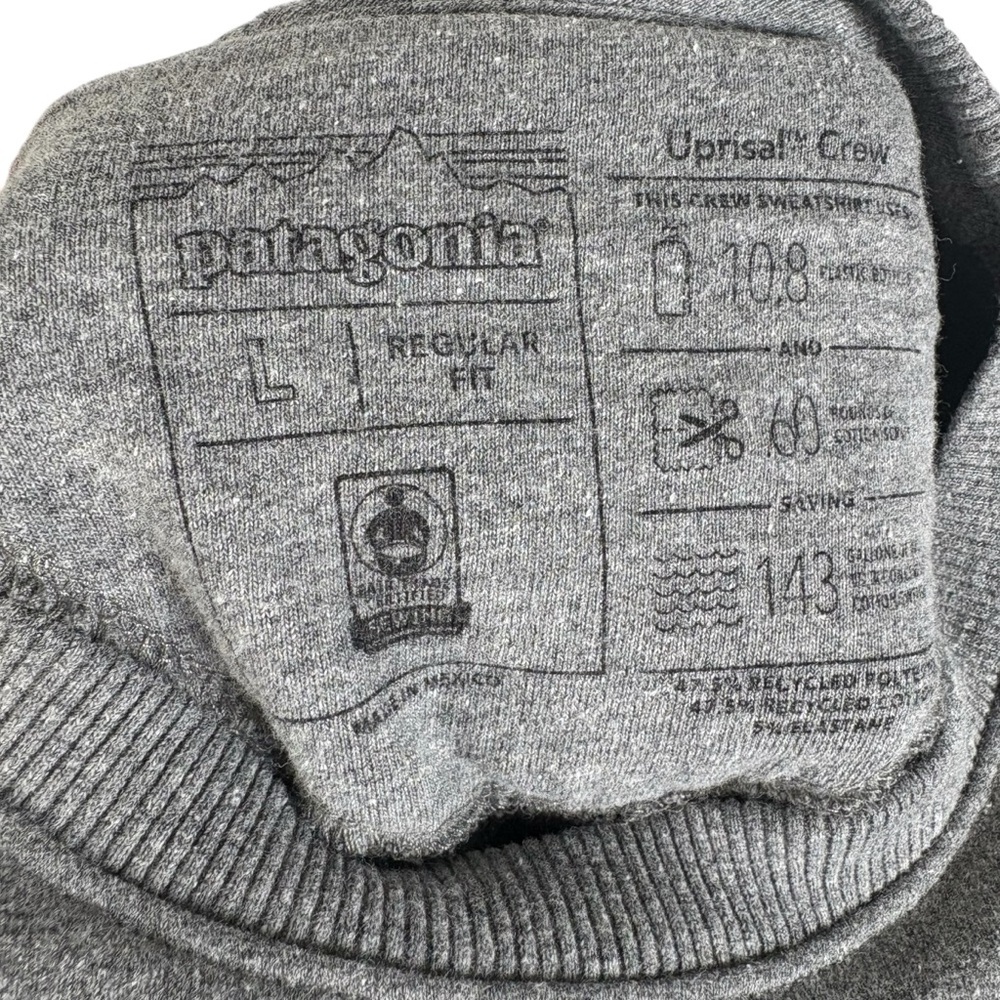 Patagonia Gray Pullover Men's Large Sweater Regular Fit Crewneck Unisex - Picture 6 of 6